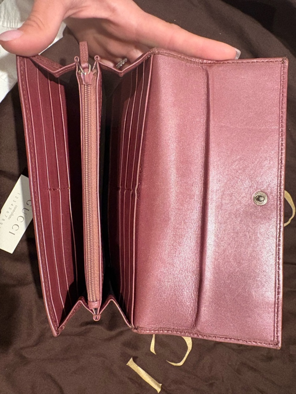 Gucci Beige GG Canvas Wallet with Pink Trim and Heart Charm - Picture 5 of 5